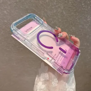 3 in 1 transparent magnetic mobile phone case gradient color anti-drop transparent mobile phone case suitable for iPhone17161514ProMax Plus transparent magnetic mobile phone case suitable for men and women