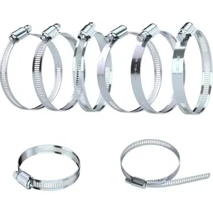 6 Pcs 8 Inch Stainless Steel Hose Clamps - Adjustable Worm Gear Drive Hose Clamps for Fuel Line Hose Pipe Clamp for Dryer Vent Hose (8 Inch)