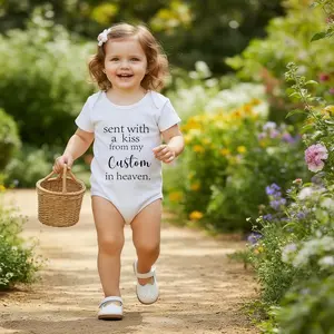 Ultra-Soft Sent With A Kiss From My Custom In Heaven Print Baby Onesie Cute Short-Sleeve Bodysuit | valentine's day Breathable Fashionable design Comfortable and Snug Fit, Highly Stretchable, Machine Washable Use