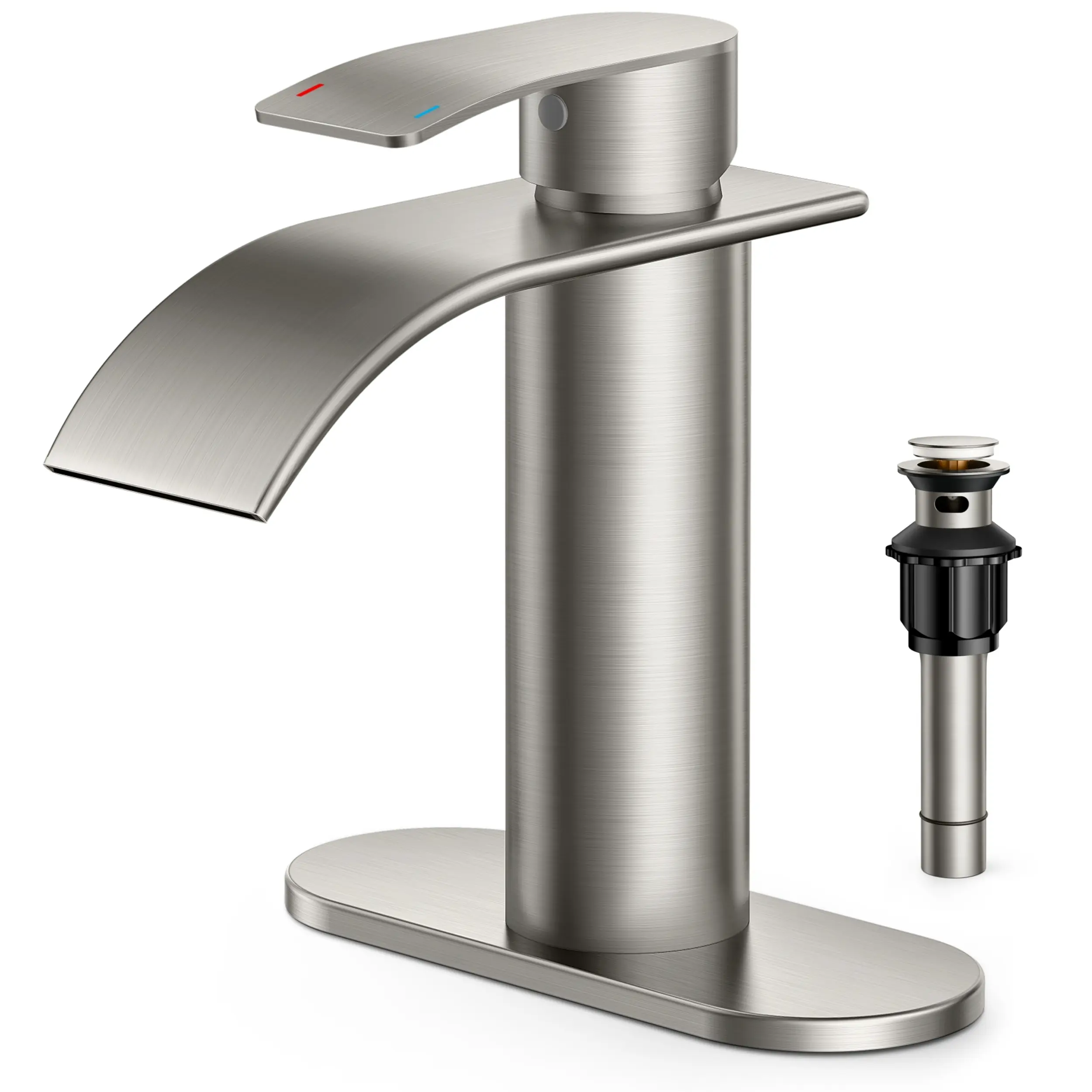 FORIOUS Splash Proof Bathroom Sink Faucet - Single Handle with Deck Plate, Metal Pop-up Drain, cUPC Certified 3/8"-Hoses, Drip-Free Rust-Resistant Standard Spout for RV Vanity Basin Lavatory, Splash Proof Faucet homedecor