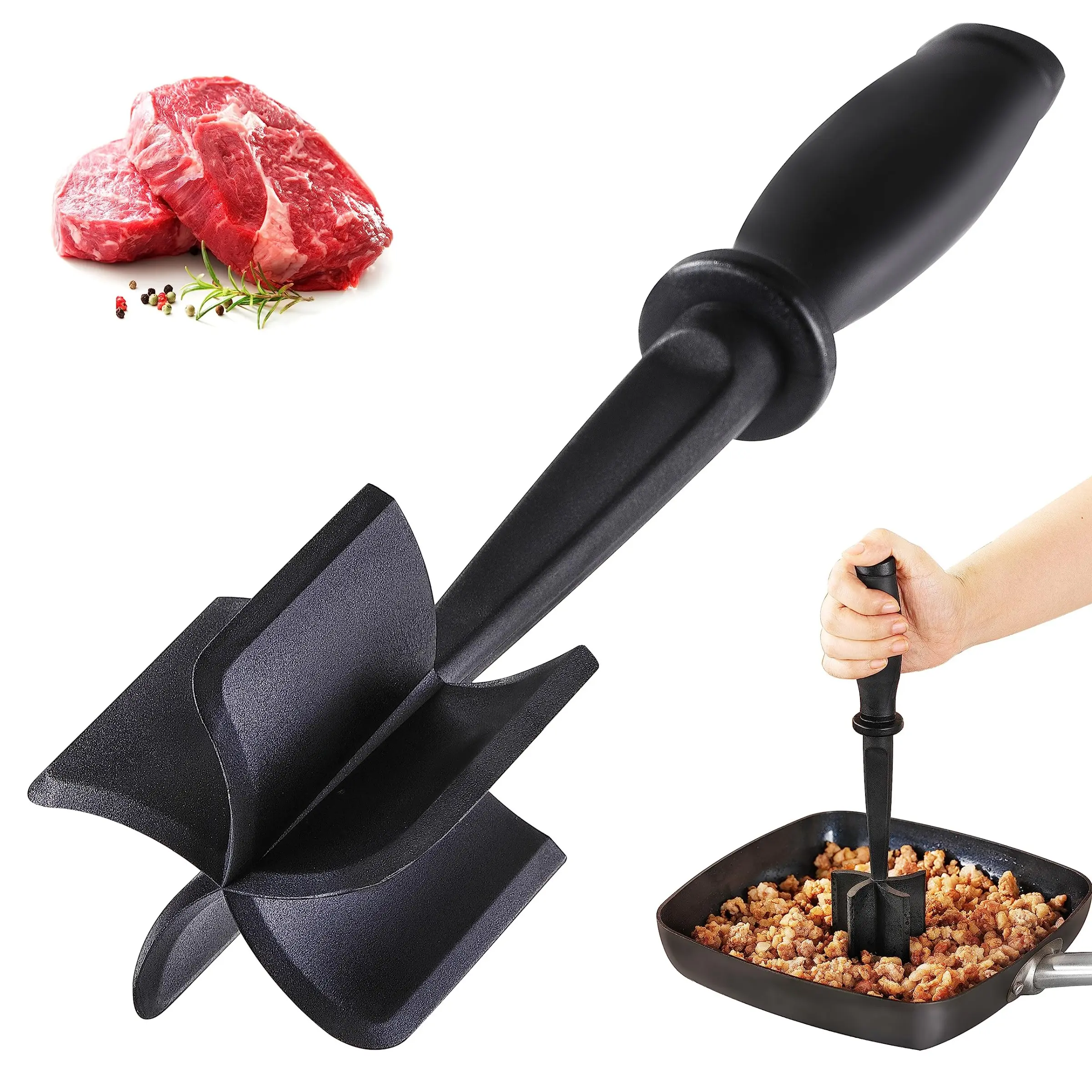 Handheld Meat Chopper, Non-Stick Meat Mincer and Manual Hamburger Meat Masher, Chicken Shredder Tool, Kitchen Cooking Accessory, Kitchen Gadgets, Kitchen Supplies, Meat Shredders, Compact, Cooking Utensils