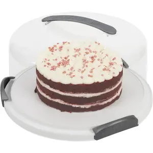 Extra Large Cake Carrier Storage Container With Server Holds up to 12 Inch 3-Layer Cake Clear Dome Cover Transports Pies and Other Desserts