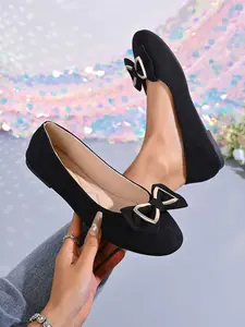 Fashion Women's Spring New Bow Knot Flat Shoes, Gentle Round Toe Flats, Casual Comfortable Footwear for Daily Wear, Ballet Flat