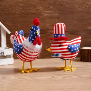 4th of July Turkey Plush Toy, Independence Day Decorations for Home Party Supplies, Mini Turkey Doll Scenery Layout Ornament, Festival Decoration Accessories Gift for Kids Adults