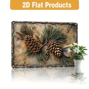 1 Count, Pine Cone Sign, 2D Flat Printing (8''x12''), Easter Gift, Spring Sign, Vintage Metal Aluminum Sign, Decorative Plaque, Street Sign, Country Farmhouse Sign, Suitable for Room, Home, Door, Garden, Man Cave, Farm Wall Decoration, Outdoor Decoration