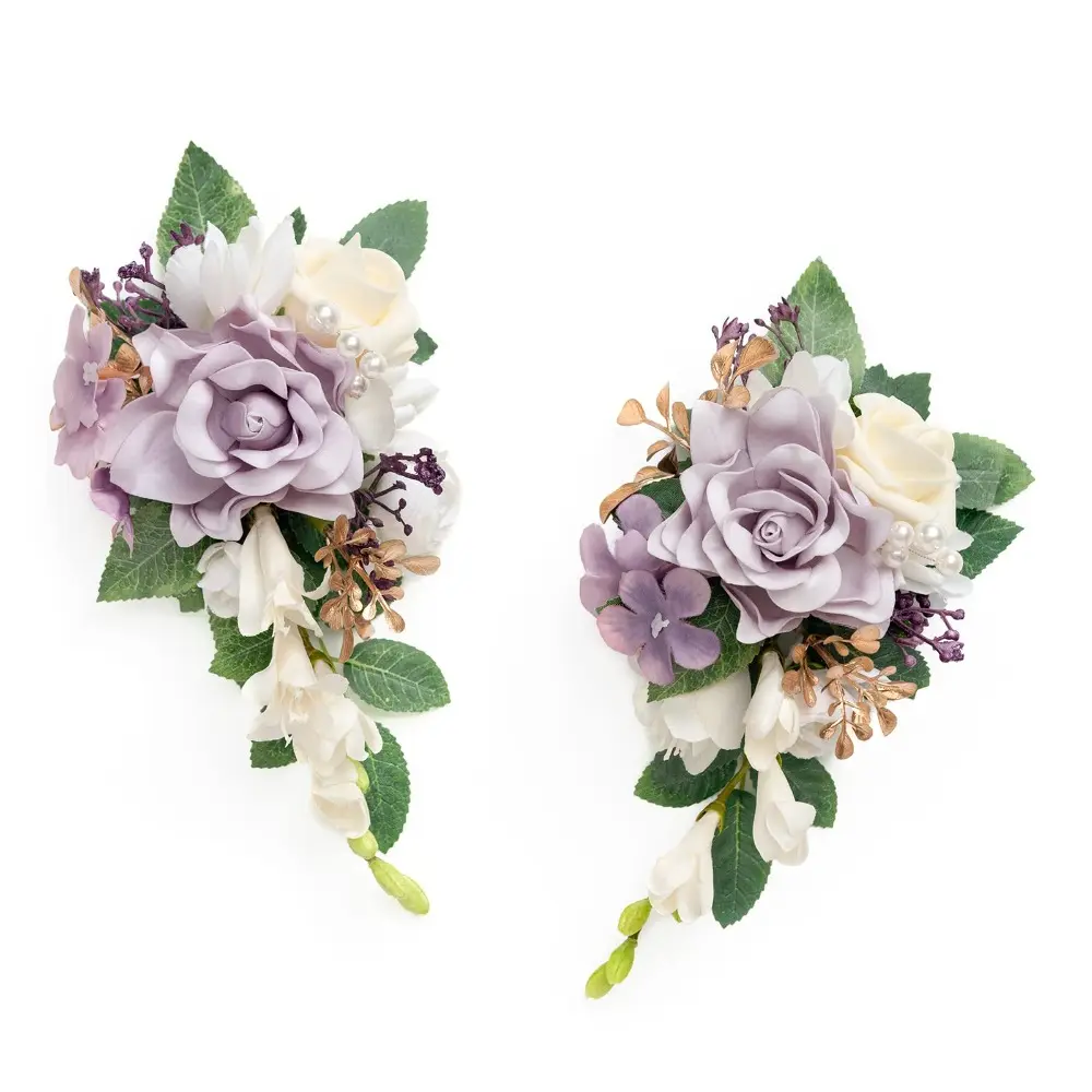 2pcs Wedding Shoulder Corsage, Dusty Rose and White Artificial Flowers, Mother Daughter Wristlet, Prom Homecoming Decoration