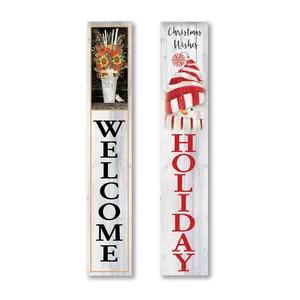 Autumn Welcome & Snowman Wishes 9x48 Double-Sided Porch Sign Autumn Welcome & Snowman Wishes 9x48 Double-Sided Porch Sign