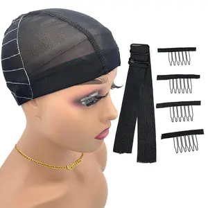 Wig Cap with Guideline Map for Wig Making, Stretchable Mesh Dome Caps with 1 Elastic Band and 4 Wig Combs for Beginners Sewing Wig (Medium: 21"-22", 13 * 6 Frontal) Atimiaza