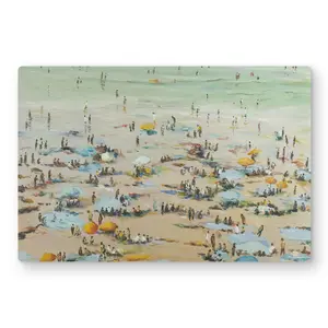 Begin Home Decor C1MP1218DGOFZK 12 x 18 in. People at the Beach - Neo Mint Metal Print Wall Art for Home Decor