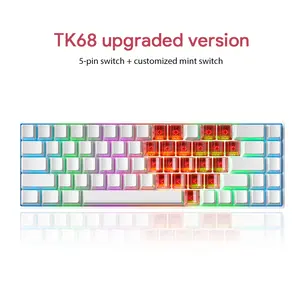 ZIFRIEND TK68 60% Mechanical Gaming Keyboard,RGB Light,Portable 68-key Wired Keyboard with Freered Heart Keycaps,Computer Keyboard,Suitable for Laptops and PC Gamers,Christmas Gifts