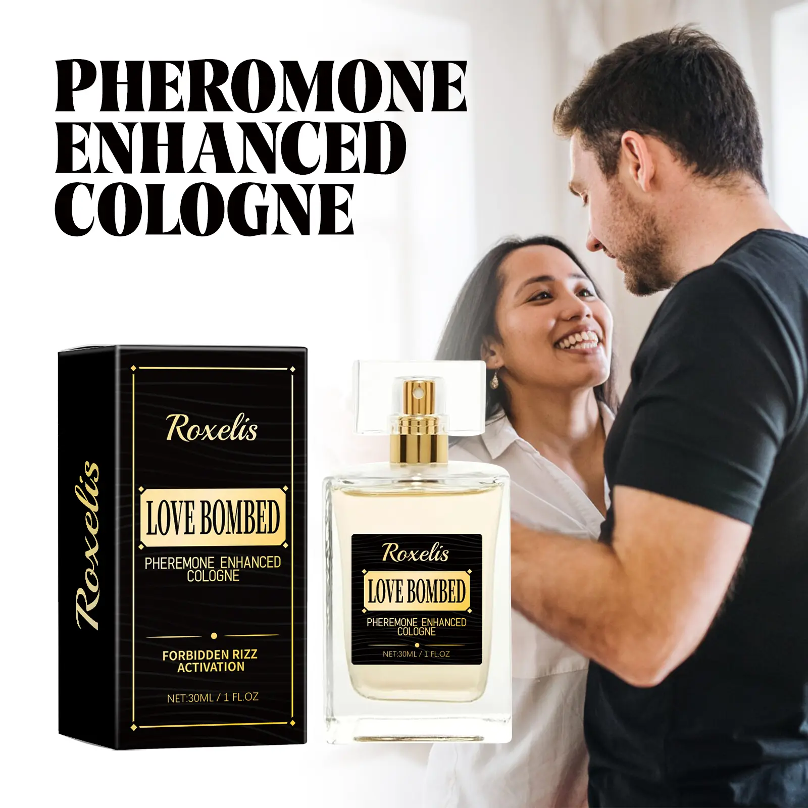 Roxelis Men‘s Pheromone Cologne Spray Long Lasting Fresh Pepper Bamboo Scent for Attraction Confidence Date Night
