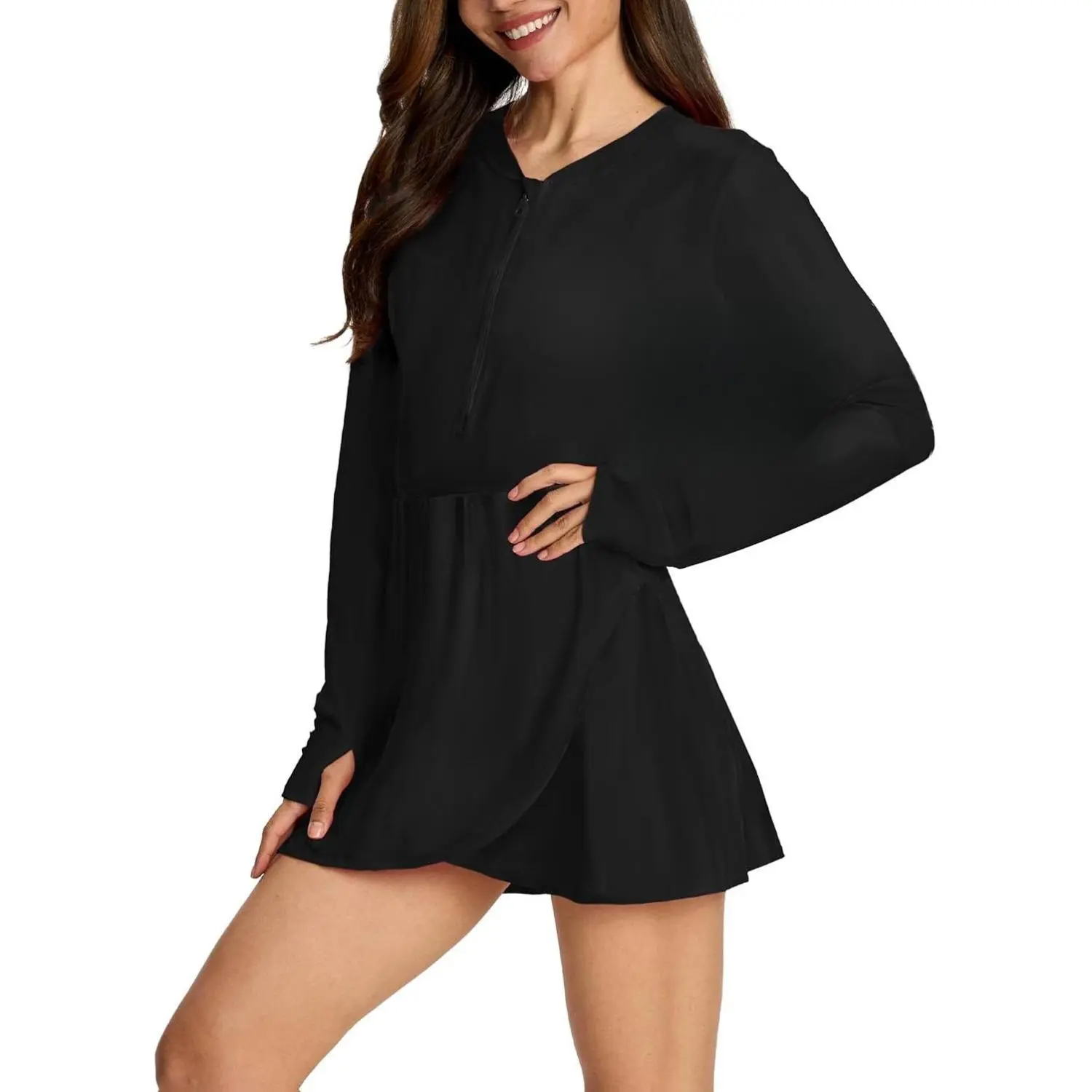 CAGOLA Women's One Piece Rash Guard Swimsuit with Skirts UPF 50+ Sun Protection Full Coverage Tummy Control Swimwear for Maternity & Moms