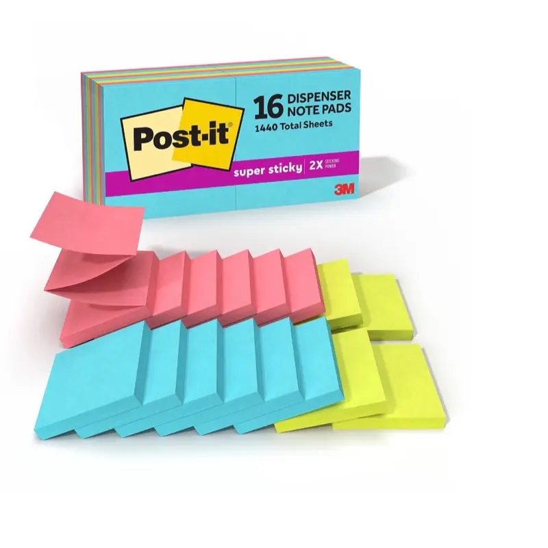 Post-it Super Sticky Pop-up Notes, 3"x3" Supernova Neons Collection, 16-Pack, 1440 Total Sheets