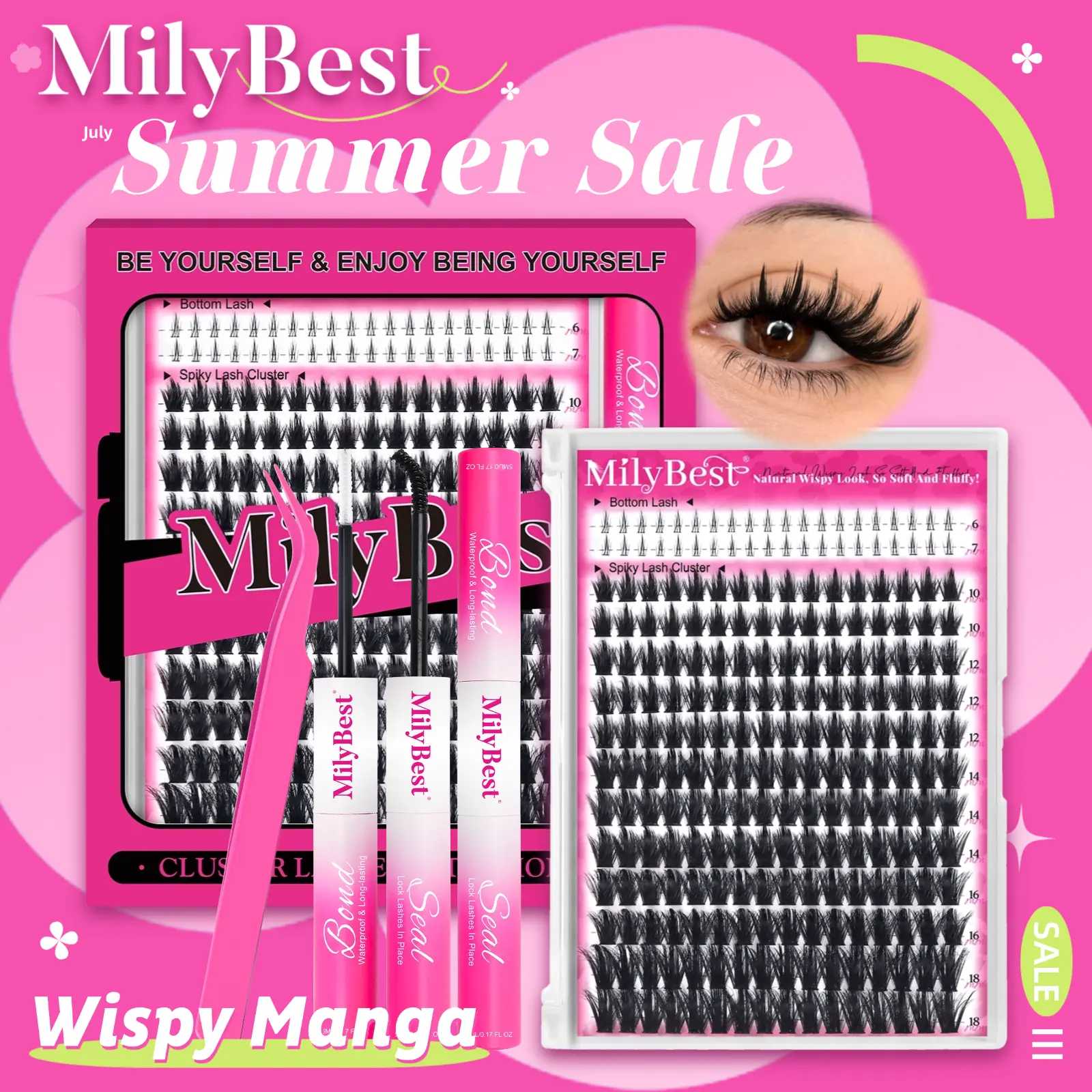 Milybest 100D Wispy Lash Clusters Kit 10–18mm | Natural  D Curl DIY Lash Extensions Soft Individual Cluster Lashes