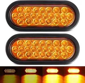 Partsam LED Oval Amber Strobe Lights for Car Truck Trailer 2Pcs