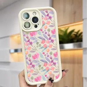 Pastel Floral Phone Case for iPhone 17 Air 15 16 16e 14 13 12 11 Pro Max Plus X XS Anti-Scratch Shockproof TPU Bumper Drop-proof Cover with Precision Fit and Non-Slip Texture