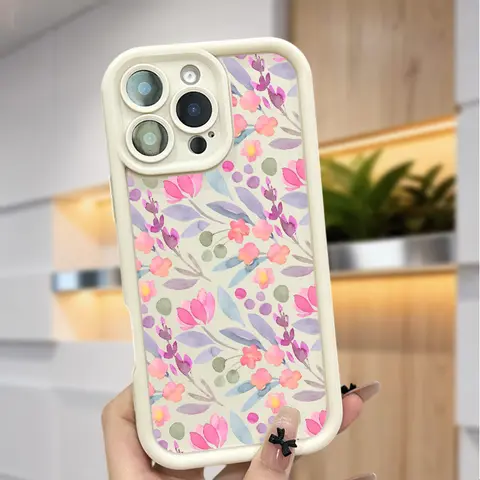 Pastel Floral Customized Silicone iPhone Case - Protective Smartphone Cover for Women, Anti-Scratch TPU Bumper, Shockproof, Drop-Proof, Non-Slip Texture, Precision Fit for iPhone 17 Air,16,16e,16 Plus,15-11 Pro Max Plus,X,XS - Handheld Devices Accessories