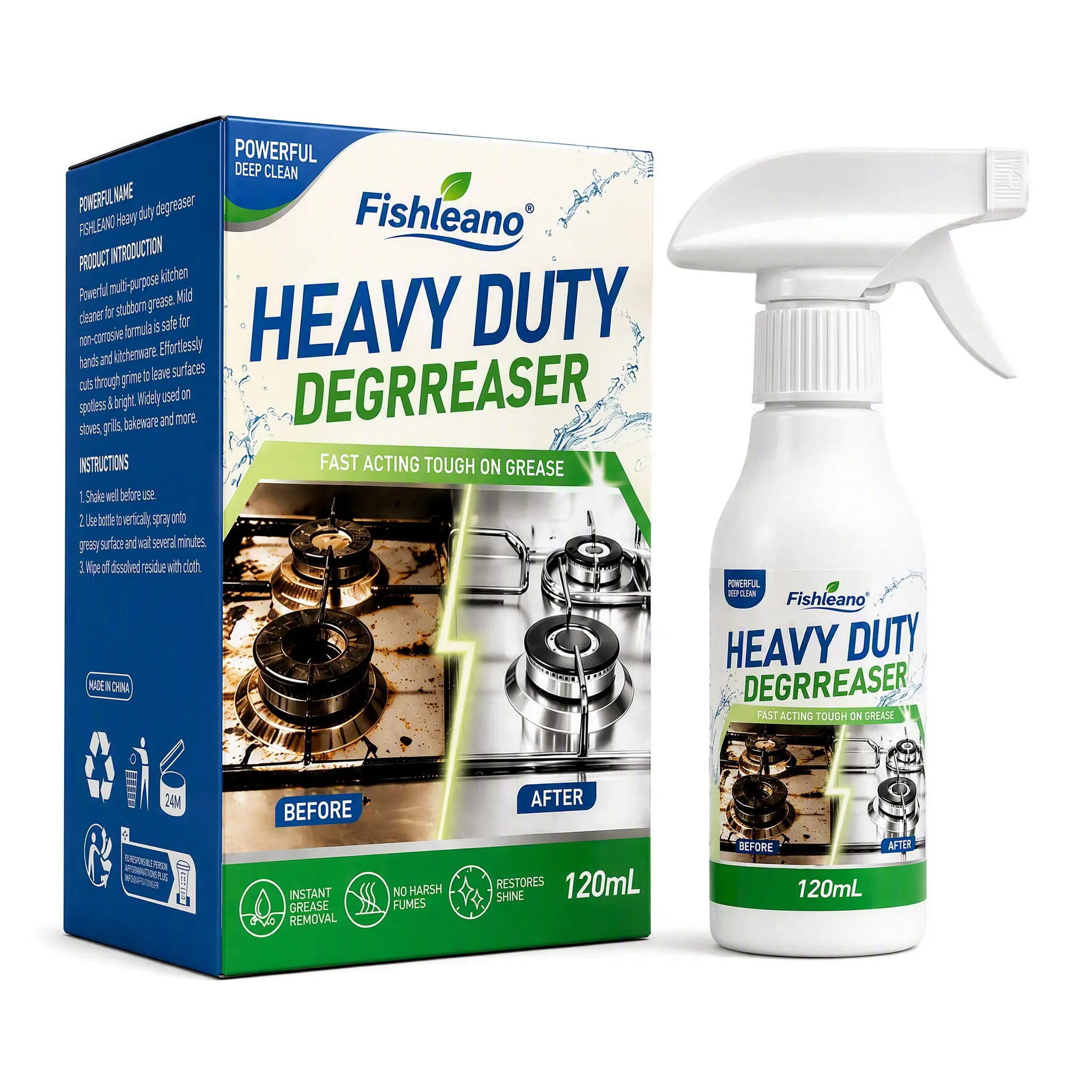 Heavy Duty Degreaser Foam Spray, Fast Acting Powerful Grease Cleaner With Clinging Foam, No Harsh Fumes Easy Kitchen Deep Clean, No Dismantling Needed For Range Hood Stove Tile Cabinet Stubborn Oil Stain Removal Household Cleaning Supply