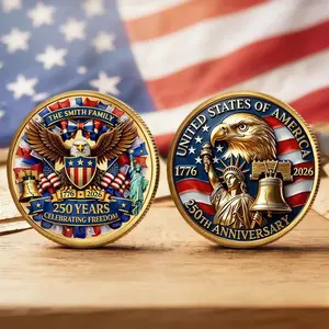 250th Anniversary USA Coin, American Eagle Patriotic Challenge Coin, US Flag Souvenir Collectible Gift for Military Families and Veterans