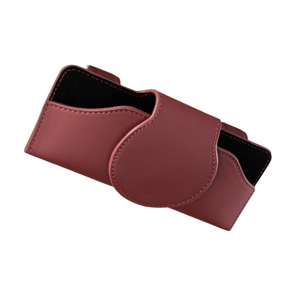 PU Leather Car Glasses Case Anti-Scratch Eyeglass Case Car Sunglasses Holder Wear-Resistant Shock-proof Sun Visor Storage Box