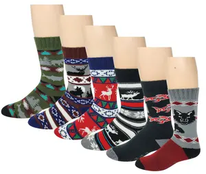 Heated Non-Skid Thermal Winter Lodge Socks | Cushioned Heavyweight | Men's (6 Pairs)