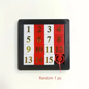 1-15 Number Logic Puzzle Game, Sliding Math Brain Teaser, Educational Math Skill Toy, Portable Plastic Puzzle, Travel Logic Game, Table Math Games