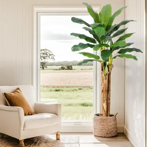 Garvee 6 ft Artificial Banana Plant Tree with 21 Lush Leaves in Decorative Pot, Ideal for Indoor and Outdoor Home Decor, Living Room Accent, and Housewarming Gift