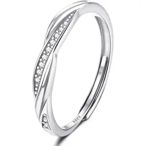 MILACOLATO 925 Sterling Silver Finger Ring for Women Zirconia Wedding Adjustable Rings Engagement Ring Women Promise Ring Jewelry Valentine's Day Gifts