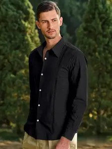 Men's Retro Guayabera Shirt, 3D Hollow Out Ribbon, Structured and Stylish, Showcases Figure, Perfect for Formal Occasions