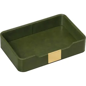 10.2" x 6.7" Nightstand Organizer Tray with  Accent, Decorative Valet Trays Cologne Organizer for Men, Key Bowl Perfume Trinket Tray for Dresser Bedside Entryway Table (Olive Green)