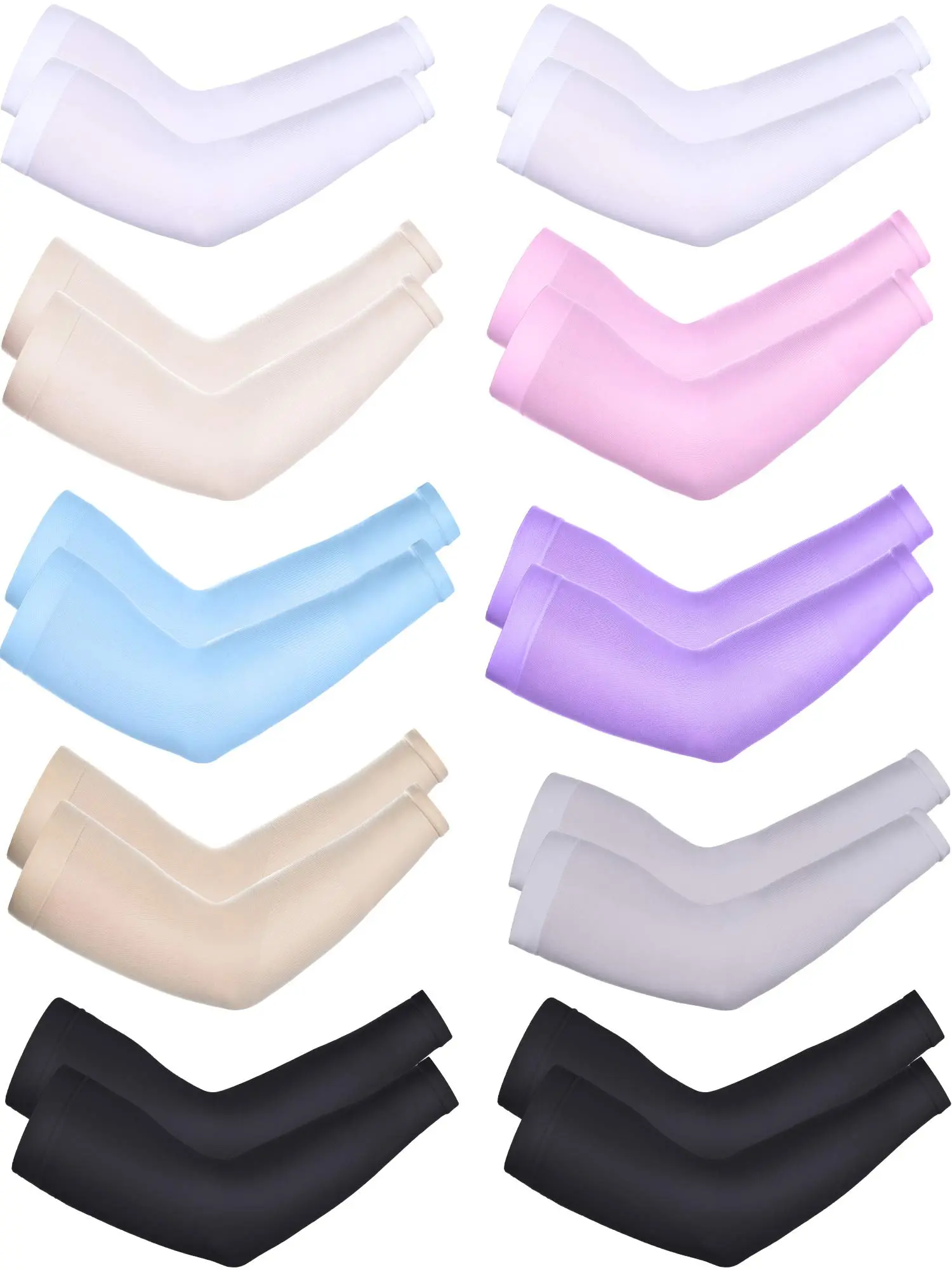10 Pairs UV Sun Protection Arm Sleeve for Men Women Work Cooling Compression Tattoo Cover Up Sleeves for Cycling Fishing