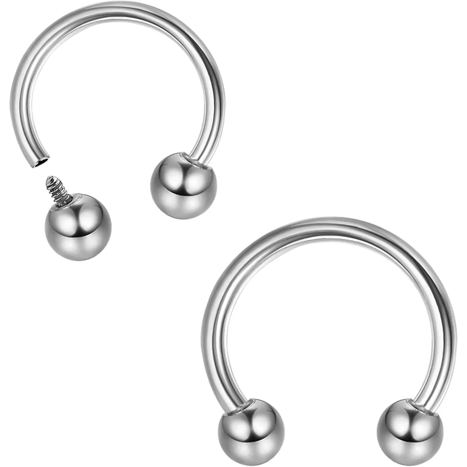 Fansilver 16g Septum Rings for Women Men | Implant Grade G23 Titanium Septum Ring | Internally Threaded Horseshoe Circular Barbell Piercing Jewelry for Nose Lip Tragus Eyebrow Helix Daith | 2pcs