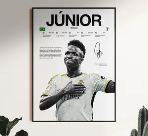 Vinicius Junior Poster, Real Madrid Wall Print, Football , Soccer Print Decor, Brazilian Football, Football Gift, Vini Jr - POSTER NO FRAME