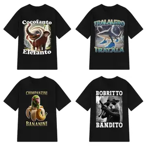Italian Brainrot Tralalero Tralala Tung Tung Tung Sahur Bombardiro Crocodilo Funny Meme T-shirt Men Women Fashion Loose T Shirts Top Womenswear Tshirt Streetwear