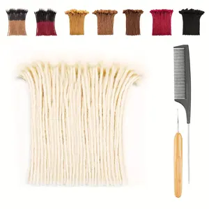 Wholesale 2025 NEW Loc Extensions Human Hair, 0.8cm Thickness 8 Inch 60 Strands # 613 Real Human Hair Dreadlock Extensions For Man/Women Full Head Handmade Permanent Loc Extensions Bundles Can Be Dyed