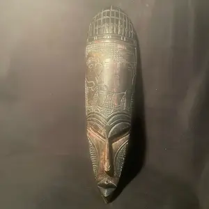 Ghanaian Elephant Mask - Authentic African Artisan Crafted Wooden Mask for Cultural Decor