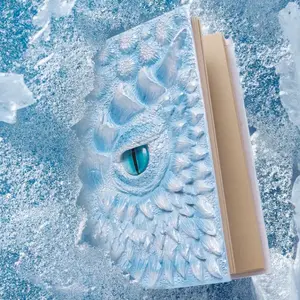 Baby Blue 3D Handmade Dragon Eye Notebook with Replacement Pack Retro Dragon Eye Notebook Diary Crafts Handmade 3D Relief Dragon Diary High Quality Resin Crafts Desktop Decoration Gift