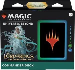 Magic The Gathering The Lord of The Rings: Tales of Middle-Earth Commander Deck Elven Council + Collector Booster Sample Pack