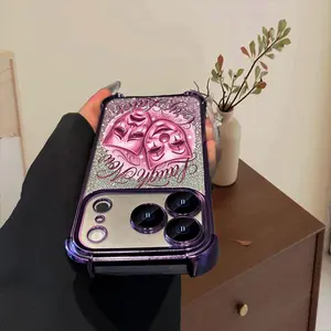 [Viral] "Laugh Now Cry Later" CasePink Drama Mask AestheticChicano Style Pink Mask CaseBlue Metallic Chrome AestheticThe "Life is Drama" CasePink & Icy BlueHeavy Duty Shockproof CornersShimmering Glitter Art for iPhone 17 16 15 14 13Pro Max  zr16, Accesso