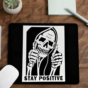Black & White Funny Skull Motivational Quotes Glass Mouse Pad,Office Humor & Fun Decor, High Quality Reinforced Glass, Aesthetic Waterproof Washable Smooth Hard Desk Mat, Reinforced and Upgraded Smooth for Gaming and Office, Ideal Gift for Family