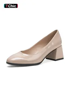 Women's One-Step Fashion High Heel, Pointed Toe Mid Heel, Casual PU Leather, Rubber Sole, Spring & Fall, Elegant Design, Elegant Heeled Shoes