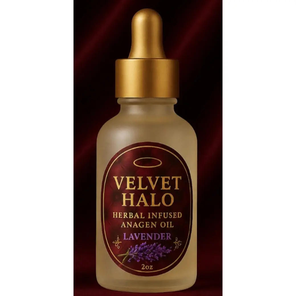 Velvet Halo Herbal Infused Anagen Oil Lavender & Peppermint 2 oz Hair Oil for Nourishing Hair