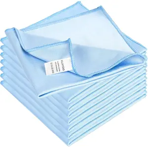 Microfiber Cloths Lint Free Streak Free Quickly and Windows & Mirrors Chemicals Polishing Cloth 16x16 Inch 8 Pack Blue