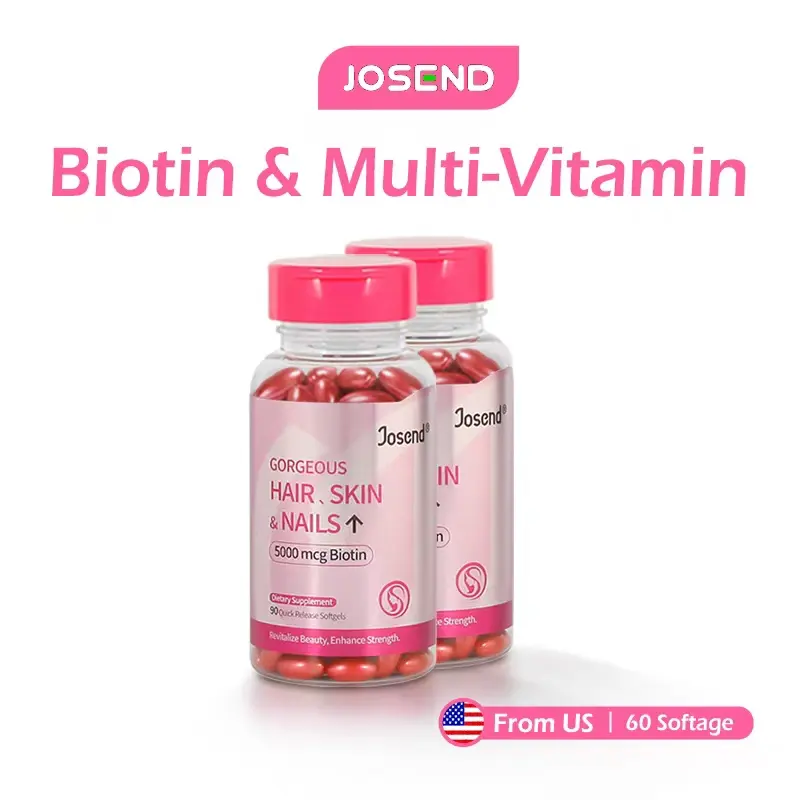 JOSEND Biotin Capsules for Women | Clinically Proven — Thicker Hair & Reduce Wrinkles & Fine Lines | With Vitamins A, C, D3, E & B Complex | 90 Ct