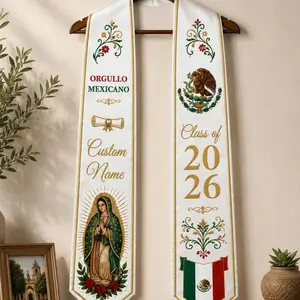 Mexican Graduation Stole 2026 Personalized – Virgen de Guadalupe Sash, Orgullo Mexicano, Custom Name, Hispanic Graduation Gift