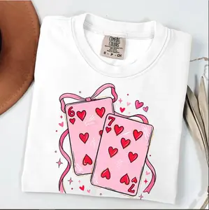 Playing Cards Valentine 6 7 Comfort Colors T-shirt, Preppy 67 Six Seven Valentines Shirt, Coquette Funny Shirt