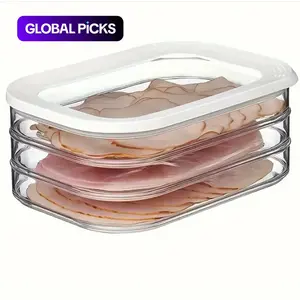 Food Storage Box, 1 Count 3 Layer Reusable Food Storage Container, Kitchen Gadgets Organizer for Meat & Fruit & Vegetable, Travel Accessories, Kitchen Accessories,Not Suitable for Dishwashers & Microwaves