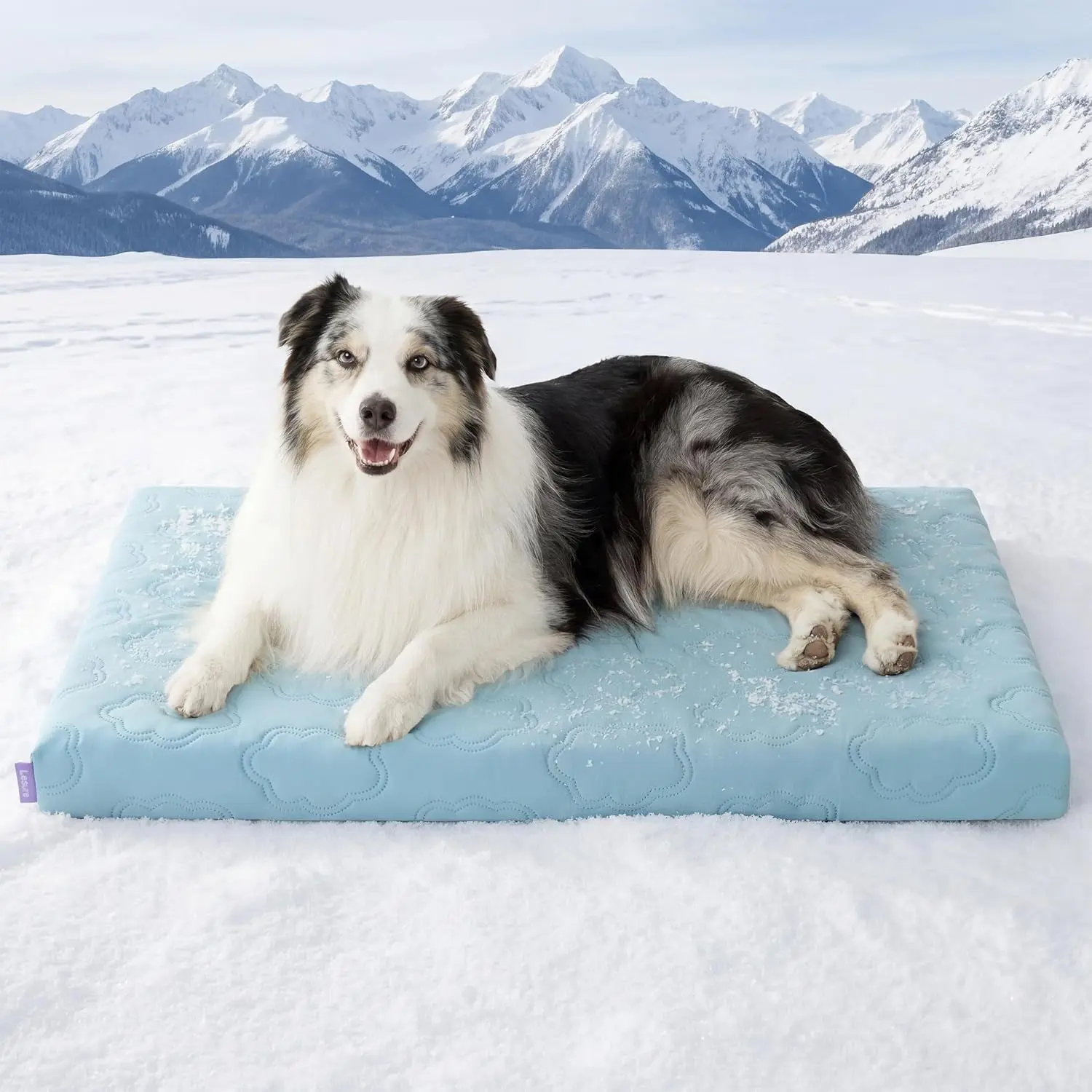 Extra Large Cooling Dog Bed with Q-Max>0.5 Cooling Mat, Removable Machine-Washable Rayon-from-Bamboo Cover, Breathable Orthopedic Egg Crate Foam, Non-Slip Summer Pad for Senior Pets, 41x27in, Relieves Joint Pressure, Ideal for Car Rides, Machine Wash