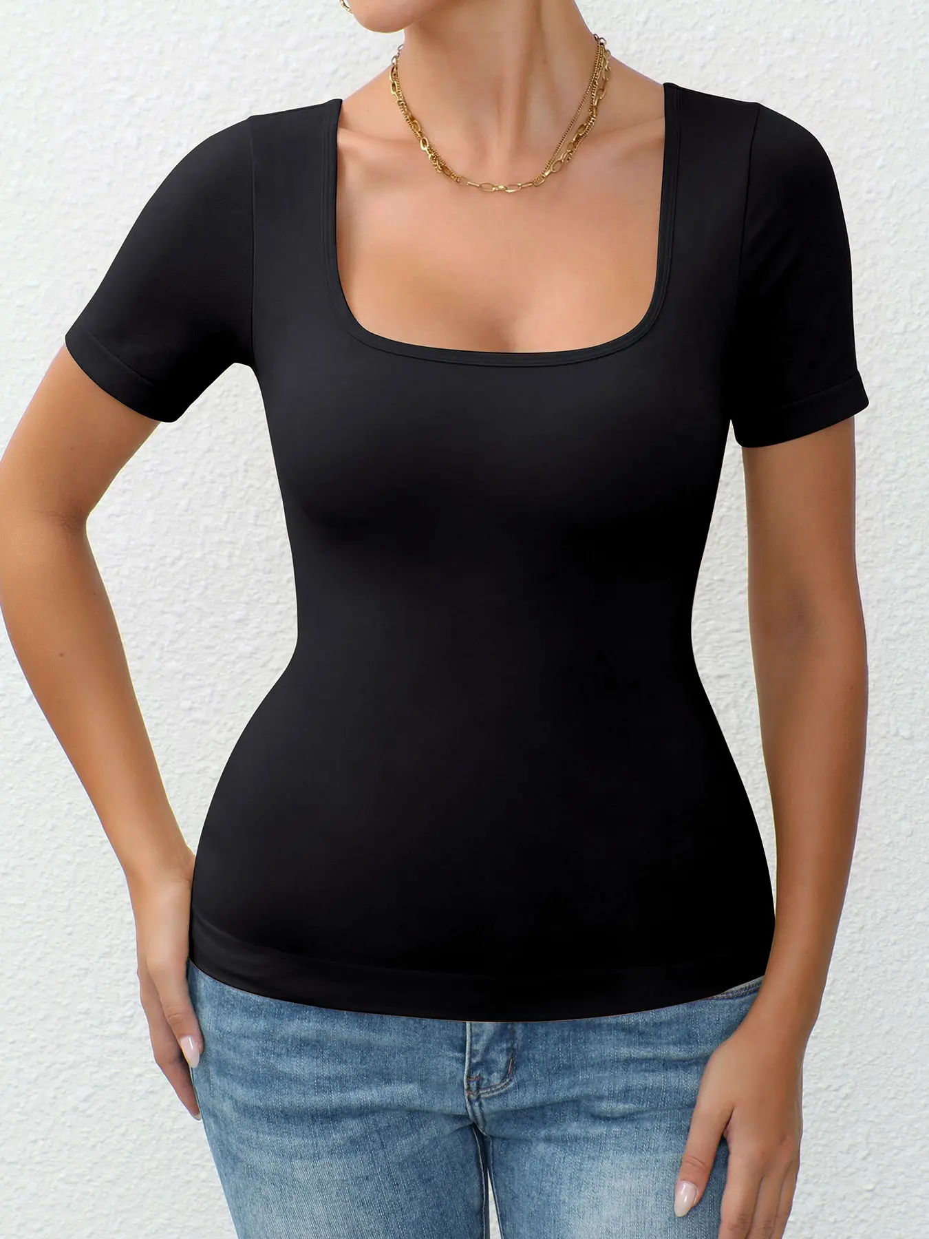 Women’s Slimming Short Sleeve Shapewear T-Shirts – Tummy Control, Breathable & Soft Basic Tops for Daily Casual Wear