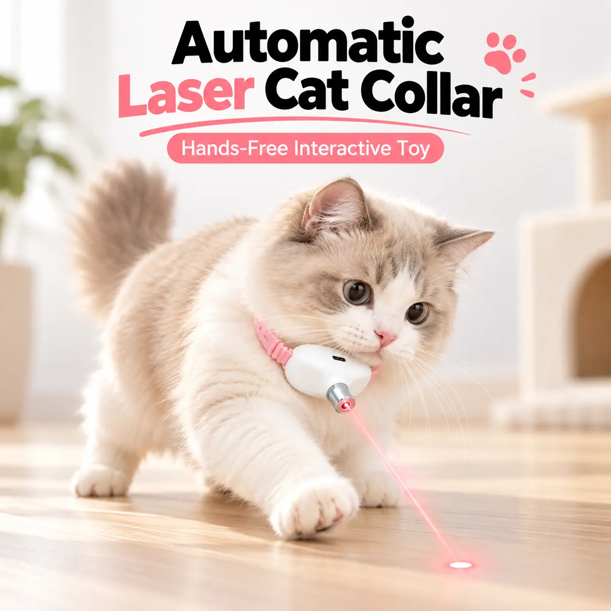 Hands-Free Laser Cat  Collar, Wearable LED Interactive Pet  with Adjustable Angle, Multiple Play Modes, Timer & USB-C Rechargeable Design for Cats & Small Dogs puzzle toy hunting rabbit anxious self love you mouse Chirping Flapping Bird bore